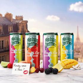 Maison Perrier French Kiss 24-pack in fridge signals easy group refreshment.