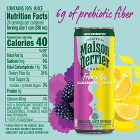 Maison Perrier French Kiss prebiotic fiber can, offering a gentle digestive-friendly sparkling option.