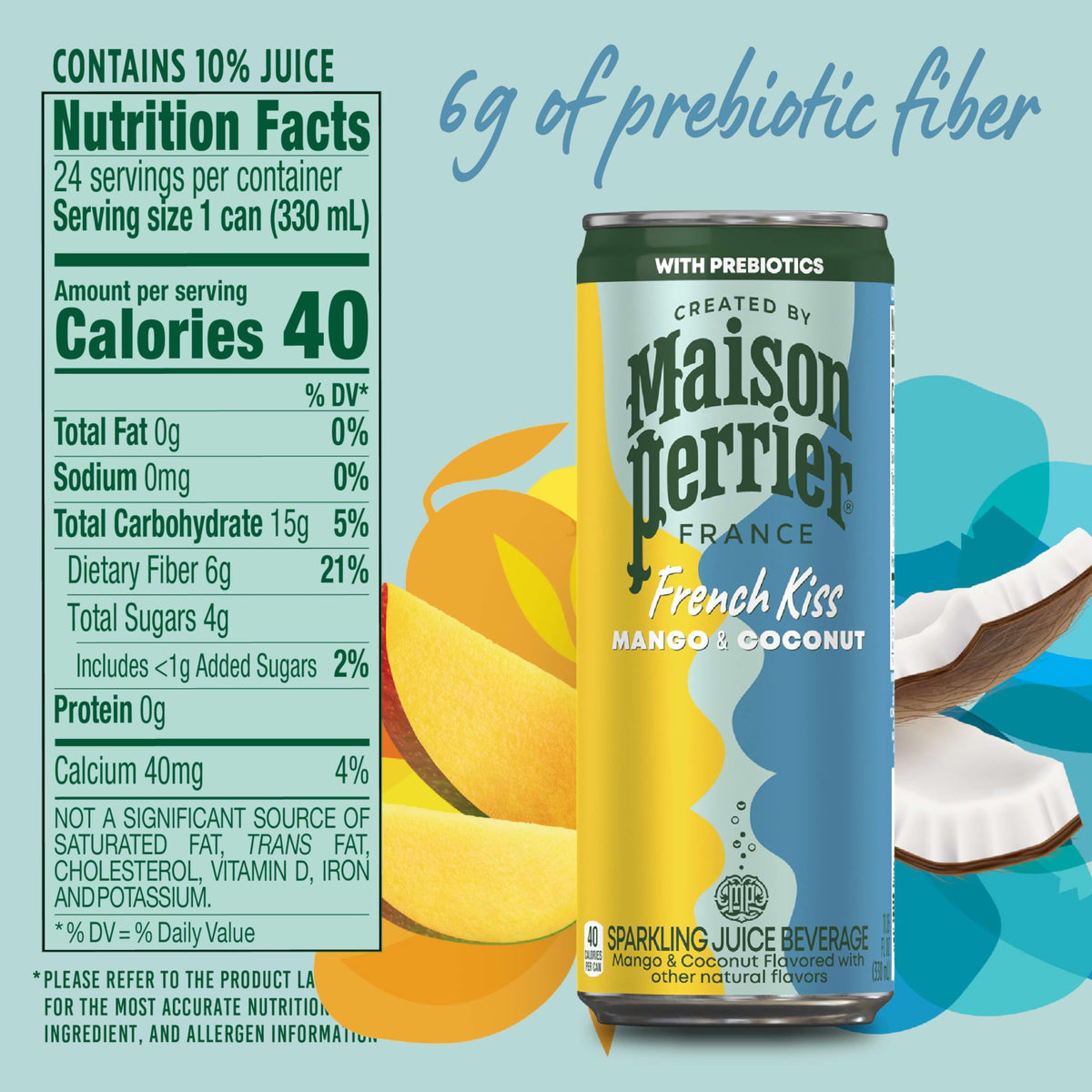 Maison Perrier French Kiss real fruit juice blend delivers crisp flavor in every sip.