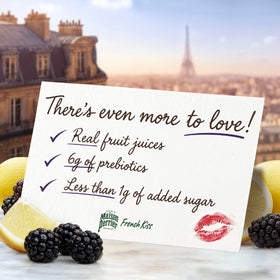 Maison Perrier French Kiss real fruit juice close-up, highlighting authentic flavor in every sip.