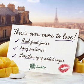 Maison Perrier French Kiss sparkling glass pour highlights vibrant bubbles and real fruit.