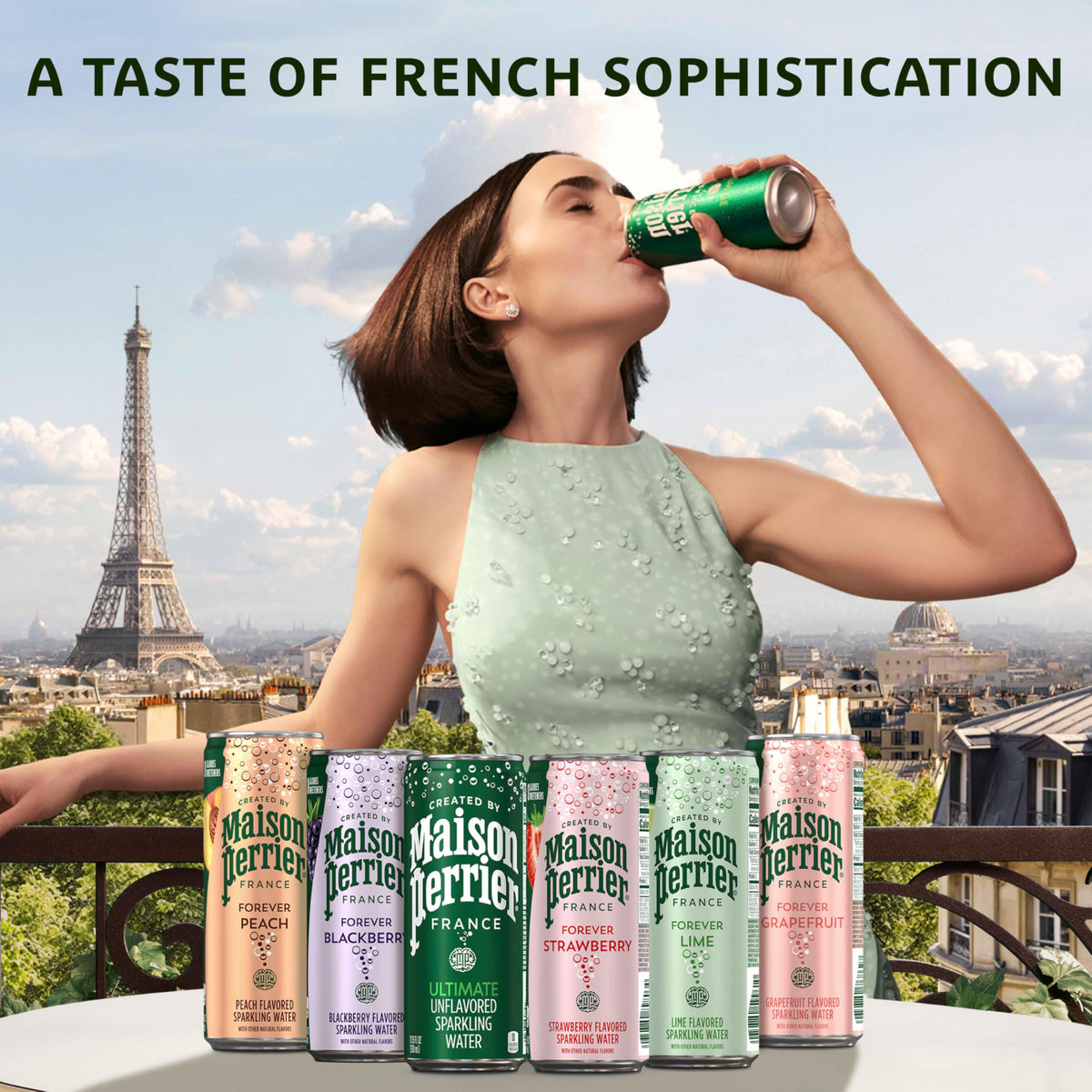 Maison Perrier peach-flavor can offers soft fruit sweetness for elegant sips.