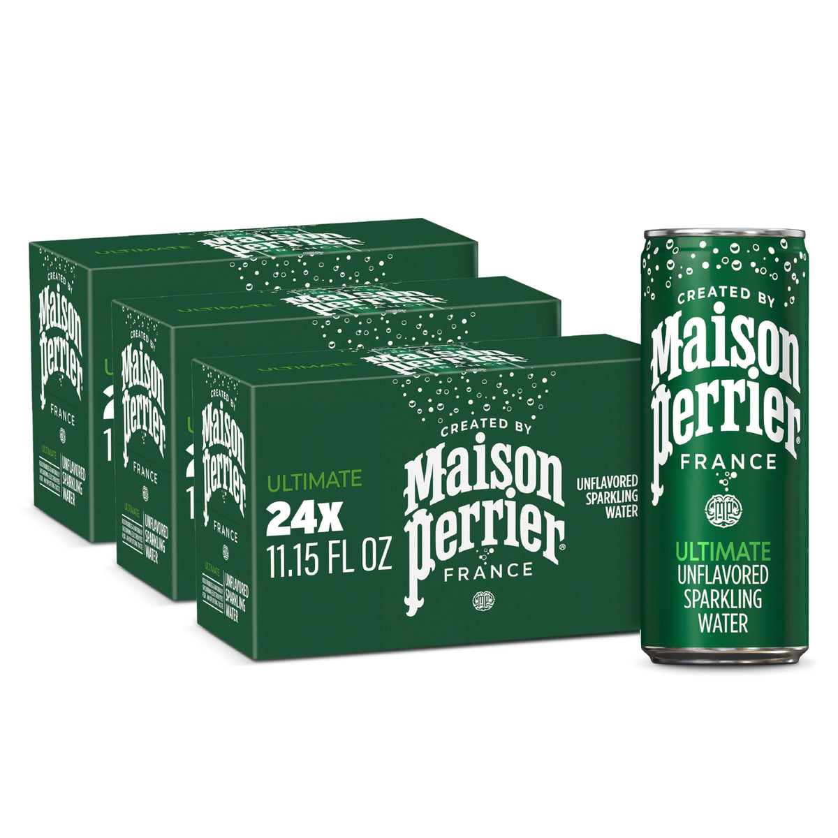 Maison Perrier Ultimate sparkling water can for on the go refreshment with premium design.