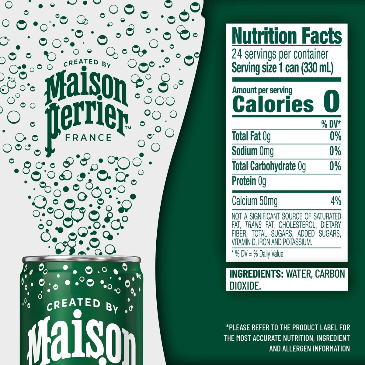 Maison Perrier unflavored label communicates a pure thirst quencher option.