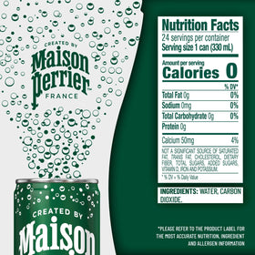 Maison Perrier unflavored label communicates a pure thirst quencher option.
