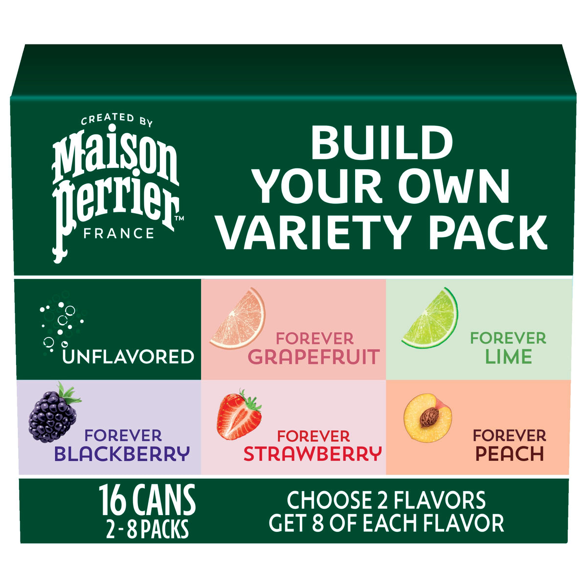 Maison Perrier variety-pack can collection for at-home flavor customization and refreshment.