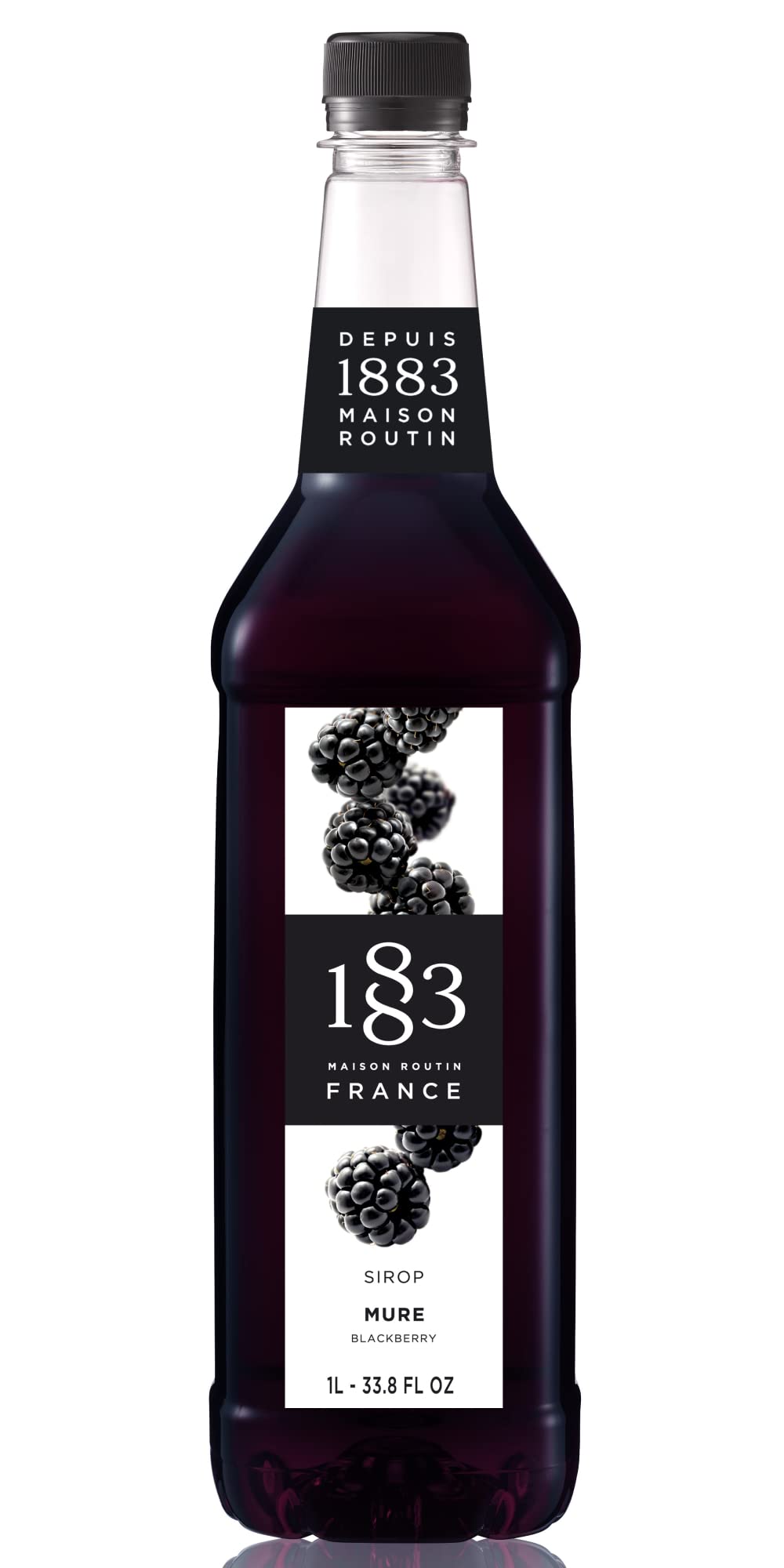 1883 Blackberry Syrup bottle on bar counter for premium drinks