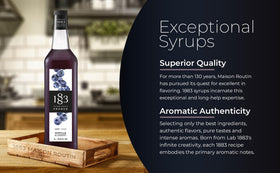 Coffee enhancer with 1883 MAISON ROUTIN Blueberry Syrup adds subtle fruit aroma.