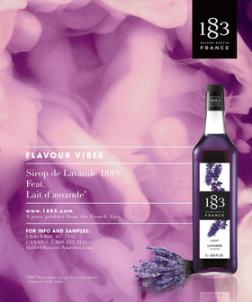 1883 lavender syrup drizzled into espresso for a fragrant latte.