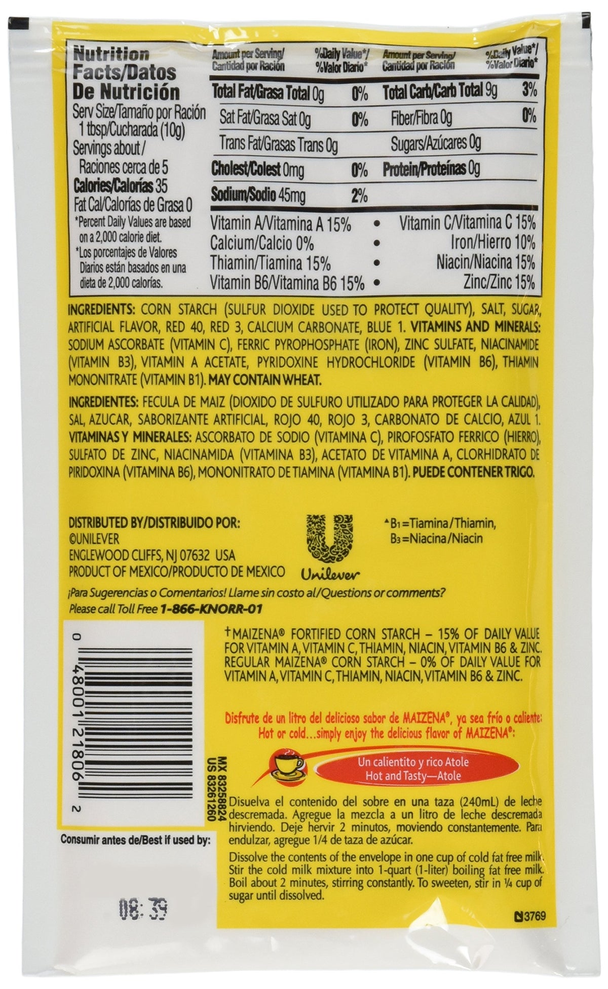 Maizena Atole Strawberry prepared drink shows a creamy quick to make serving