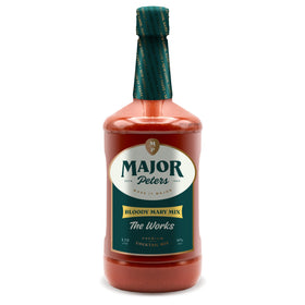 Major Peter's Bloody Mary mix bottle showcases premium ingredients for rich flavor.