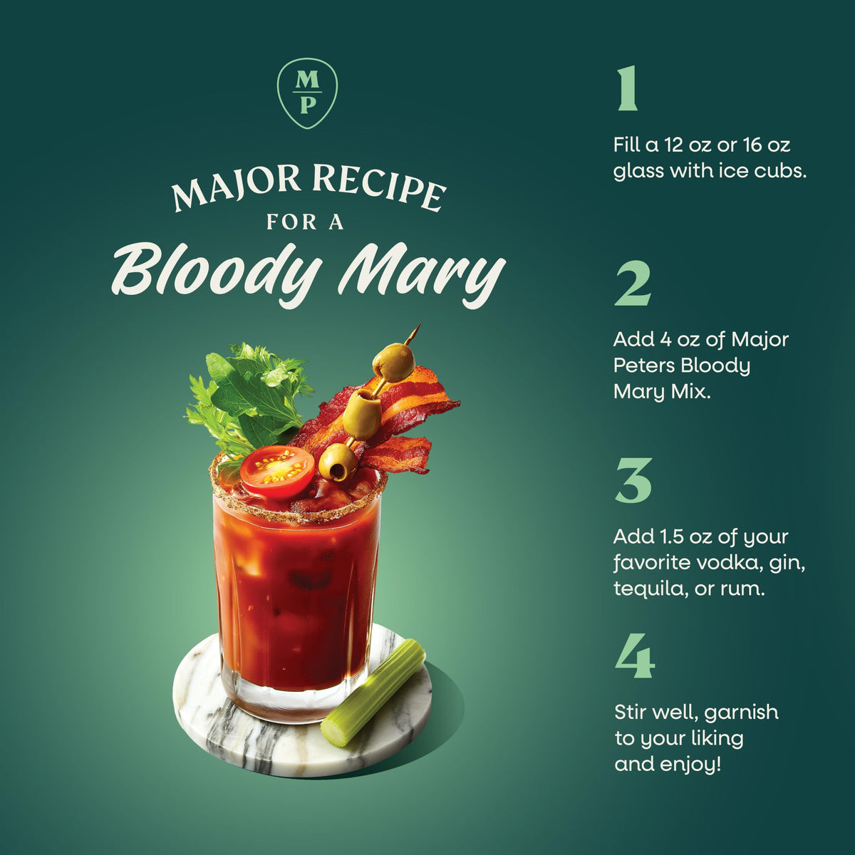 Natural ingredients close-up from Major Peters Bloody Mary mix for fresher flavor