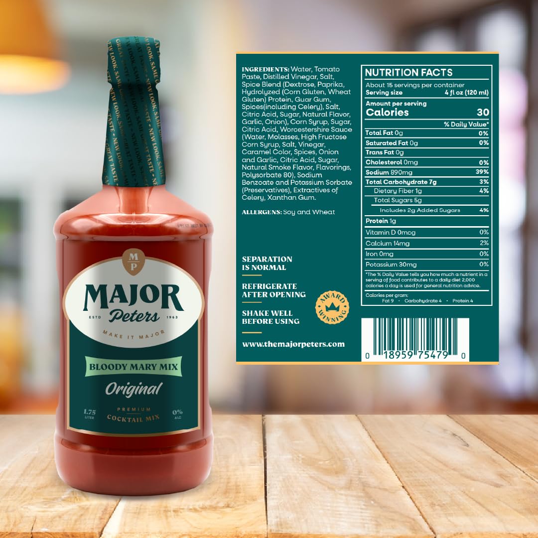 Label detail highlights preservative-free formulation from Major Peters