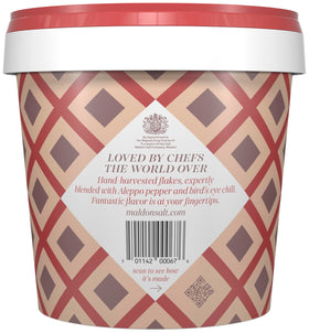 Maldon chili sea salt pyramid flakes close-up highlighting crisp texture and aromatic heat