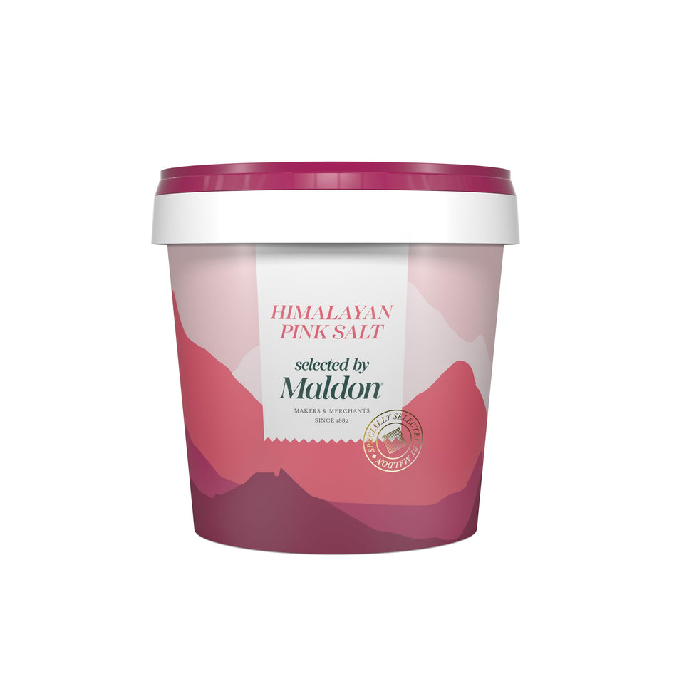 Maldon Himalayan pink salt coarse crystals in a 2.2lb tub for everyday seasoning.