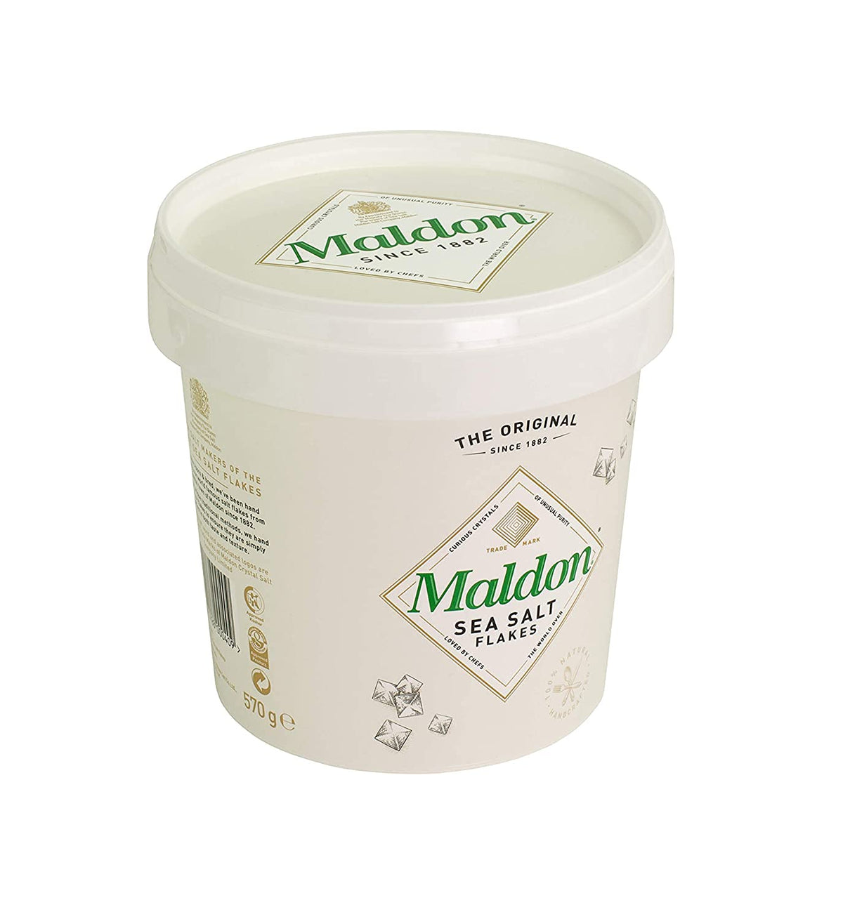 Maldon pyramid crystals closeup, delicate flakes melt for savor.