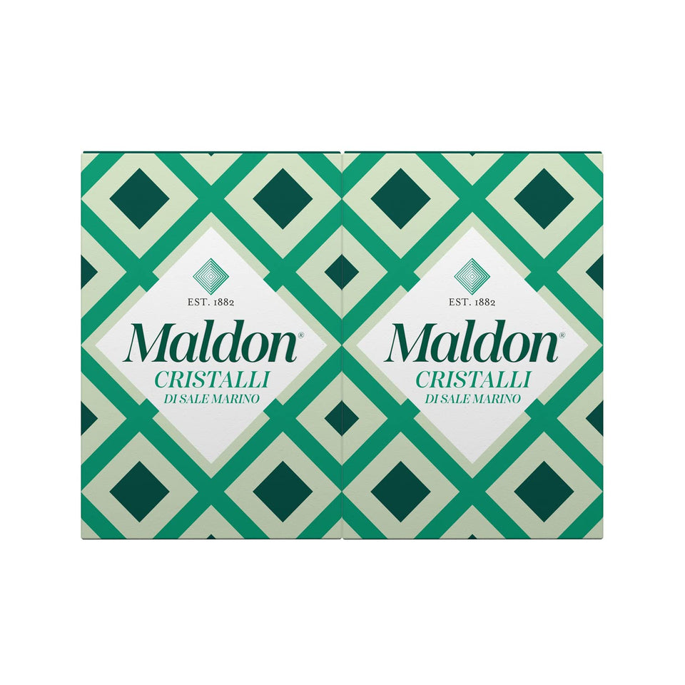 Maldon Sea Salt Flakes 125g two-pack for cooking and finishing.