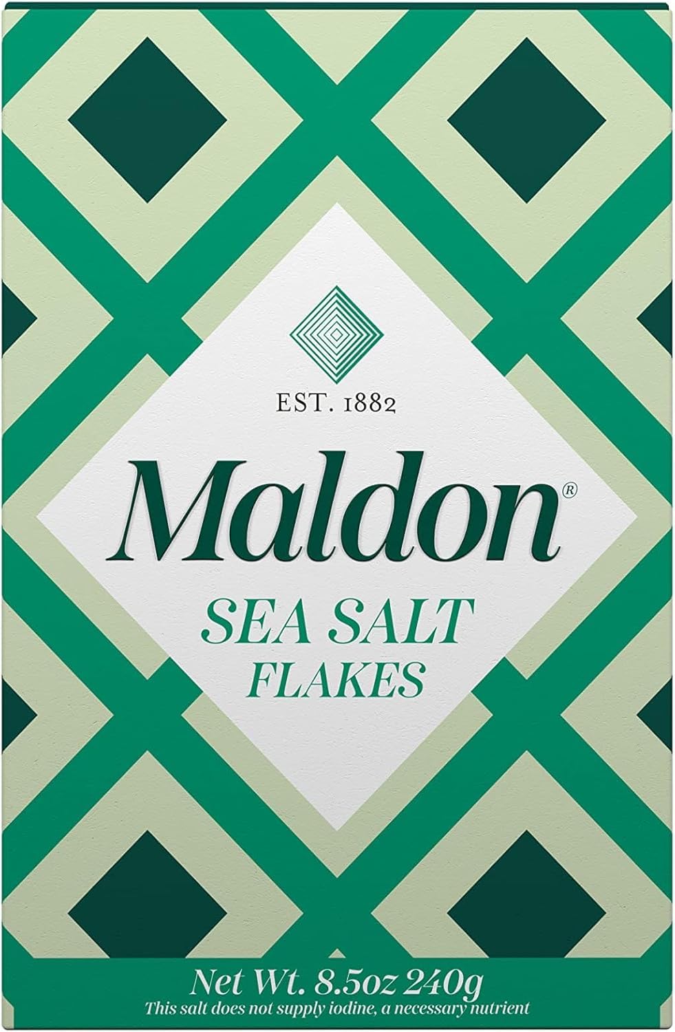 Maldon Sea Salt flakes close-up showing texture, perfect for table seasoning.