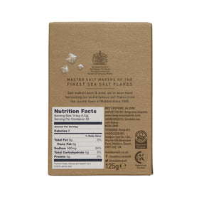 Maldon smoked salt flakes over oak smoke, highlighting natural flavor.