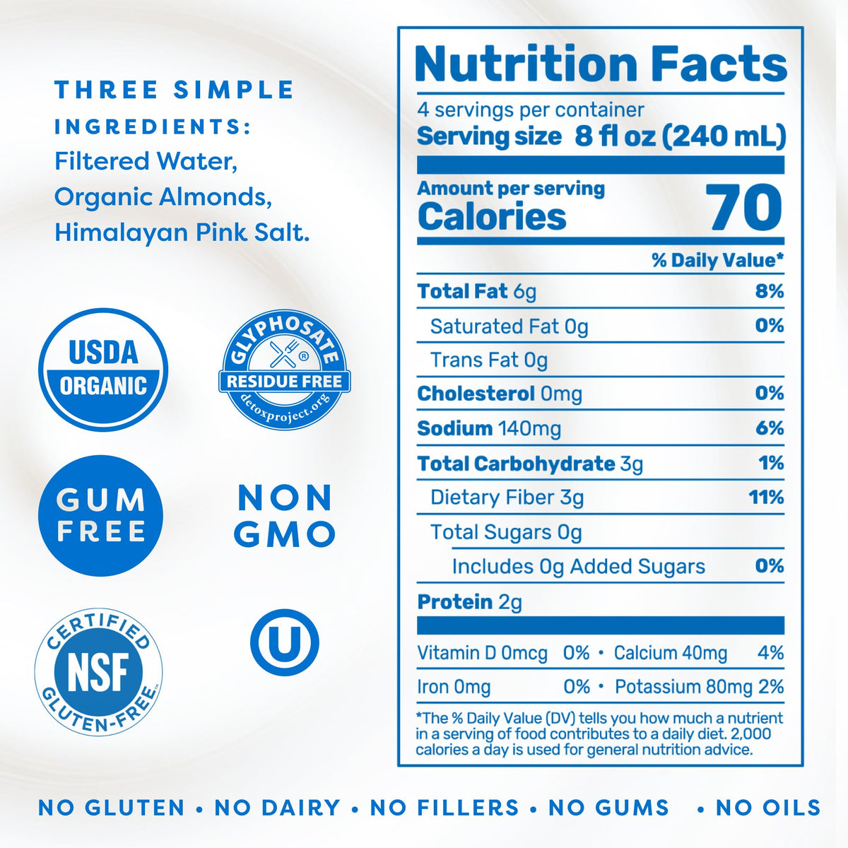 MALK unsweetened 6-pack front view, pantry-friendly dairy-free staple