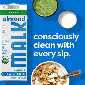 MALK unsweetened bottle highlighting no gums or fillers