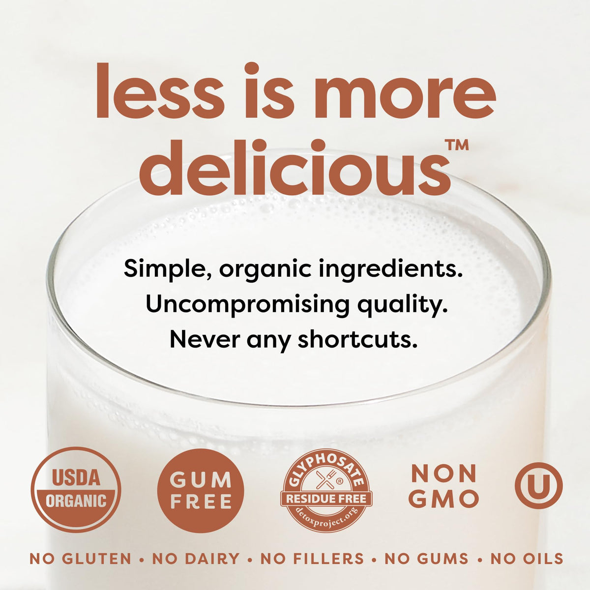 MALK Oat Milk bottle emphasizes no gums or fillers for lighter texture.