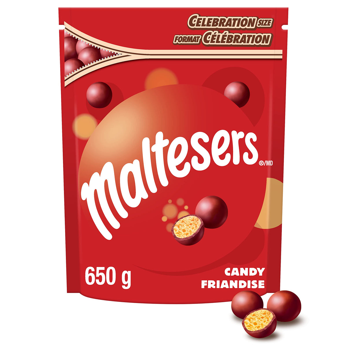 Maltesers Celebration 650g pouch front view for easy sharing.
