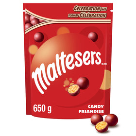 Maltesers Celebration 650g pouch front view for easy sharing.