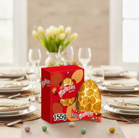 Maltesers Teasers Large Egg honeycomb pieces close-up showing crunch
