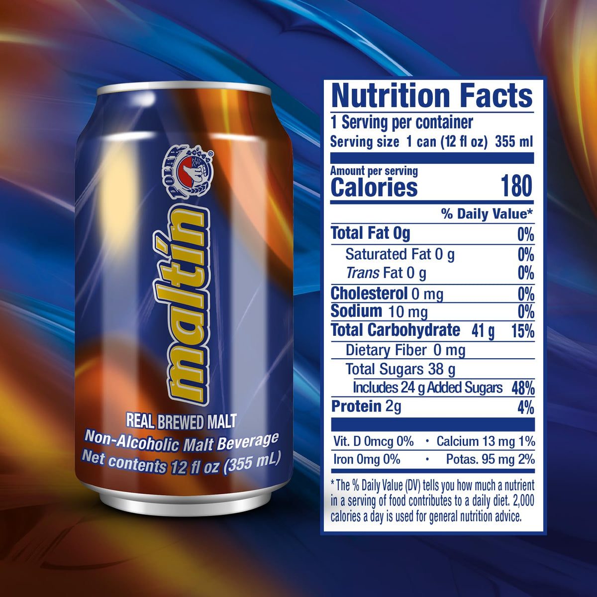 Maltin Polar label close-up emphasizing USA production standards.