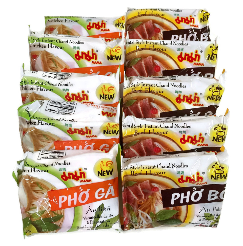 MAMA Instant Chand Noodle Soup Pho Bo beef in a steaming bowl for quick dinner
