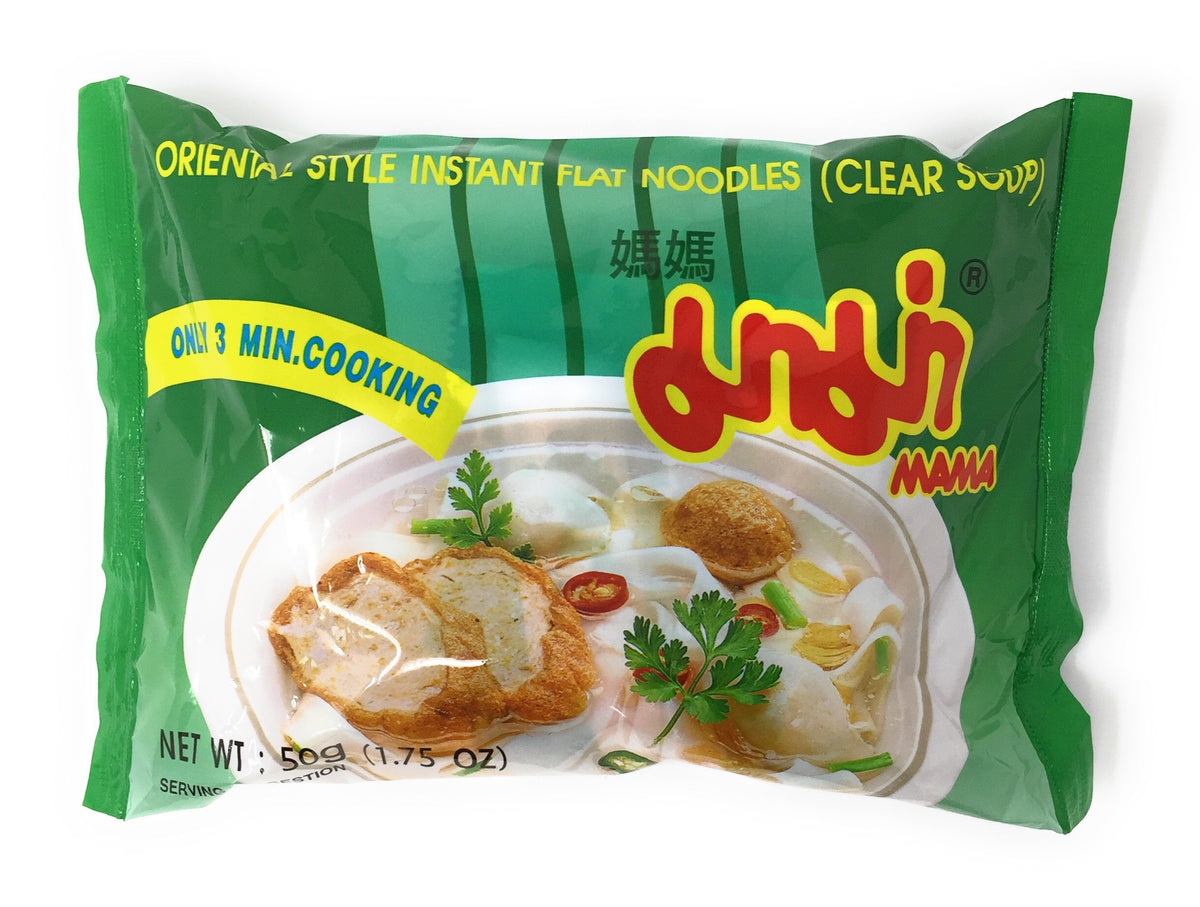 MAMA instant flat noodle soup box, convenient for quick meals.