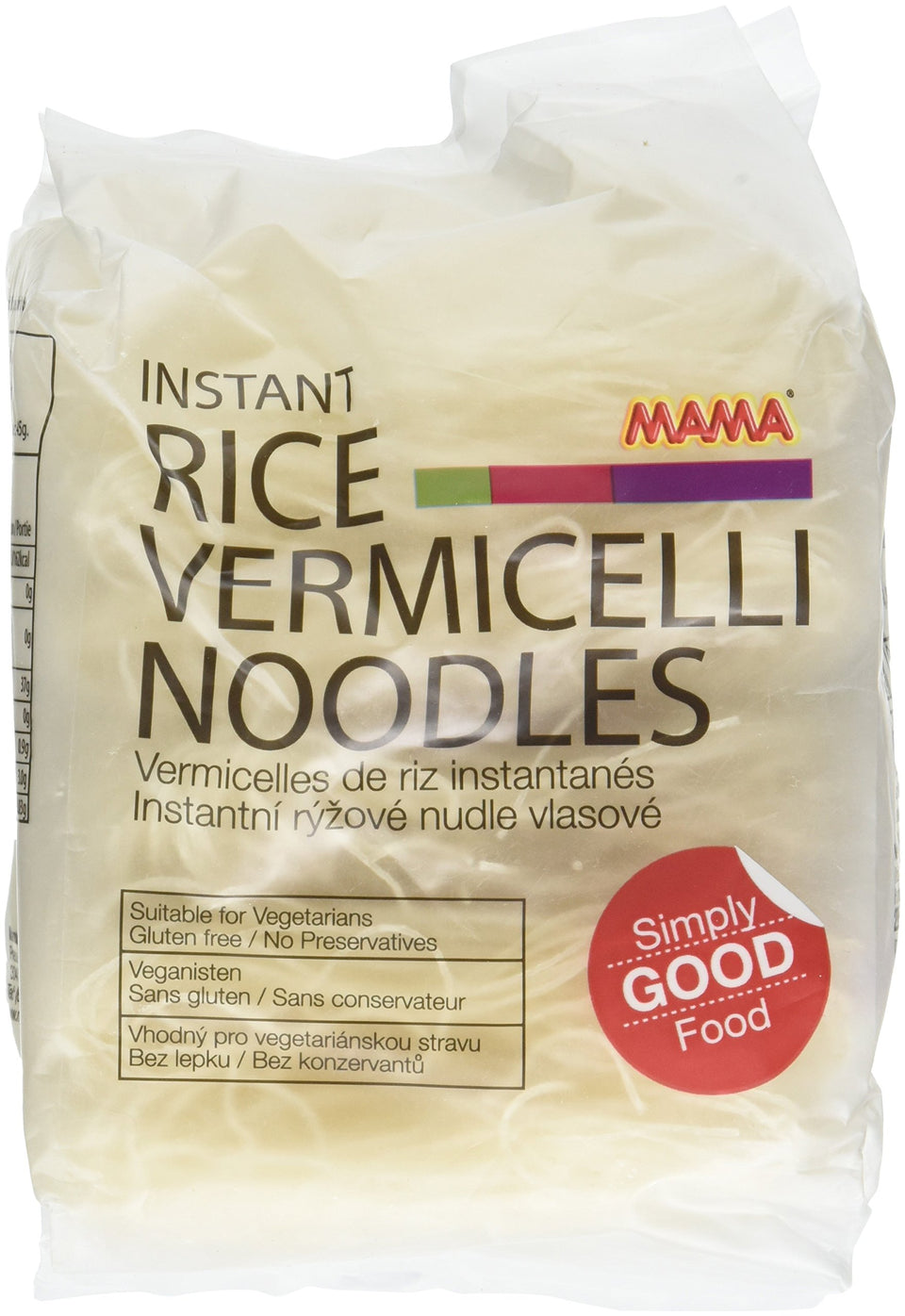 MAMA Instant Rice Vermicelli Noodles 3-pack front view, ideal for quick meals.