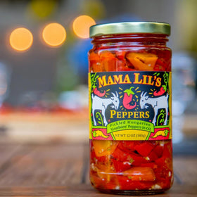 Goathorn peppers on a sandwich featuring Mama Lil's oil for flavor