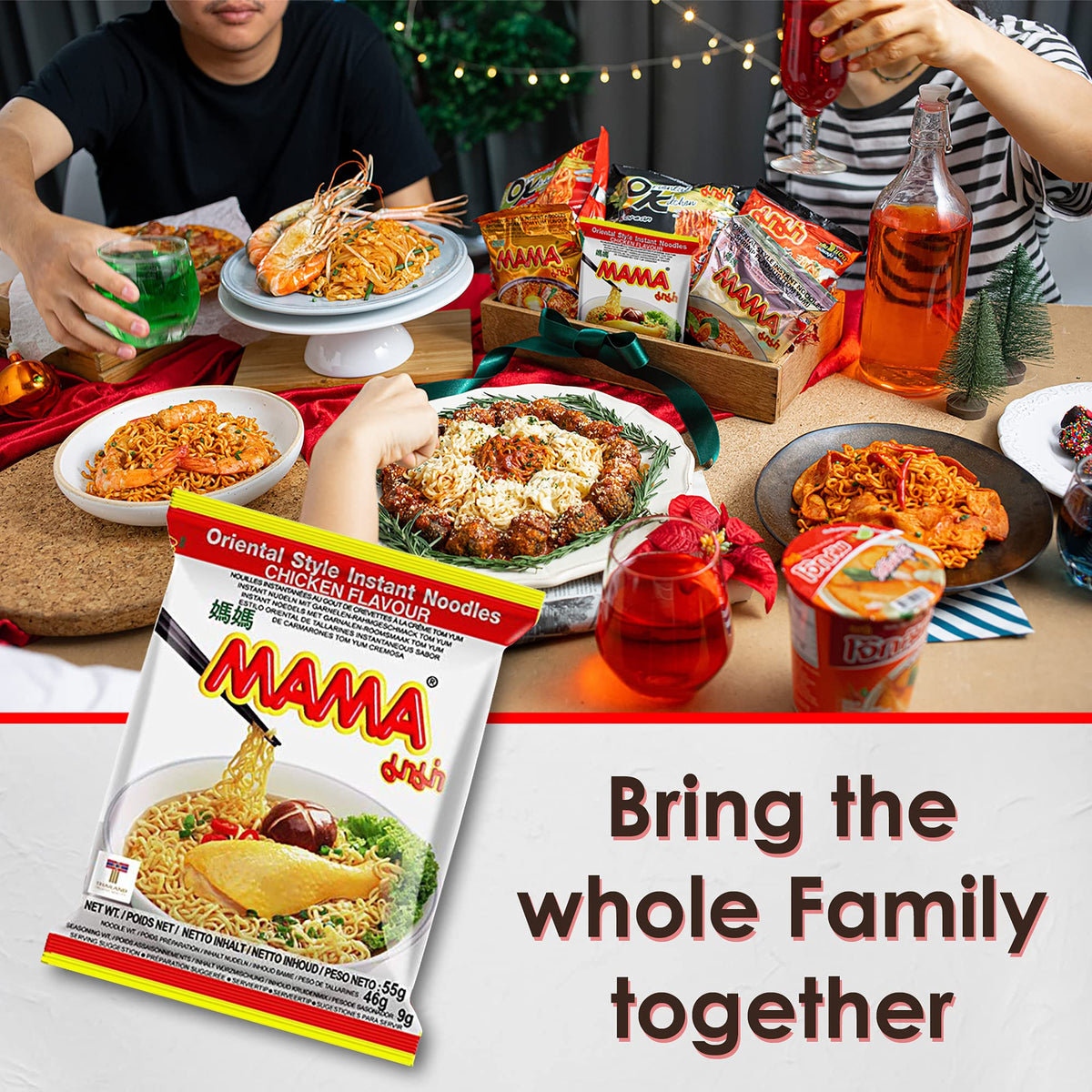 MAMA Noodles 30-Pack Packaging keeps pantry stocked for busy days.