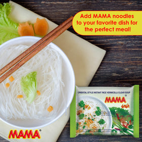 MAMA noodles cooked to a chewy texture in a bowl for a satisfying bite.