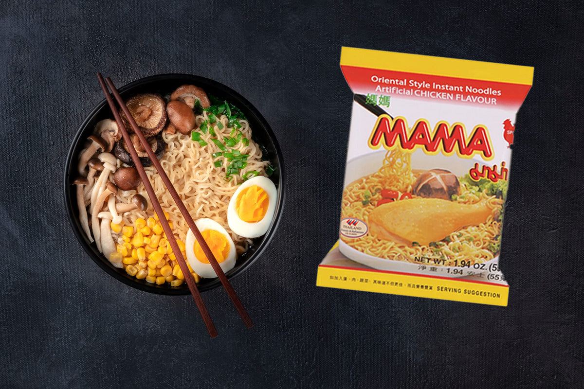 MAMA chicken flavor pack boiling water for quick dinner