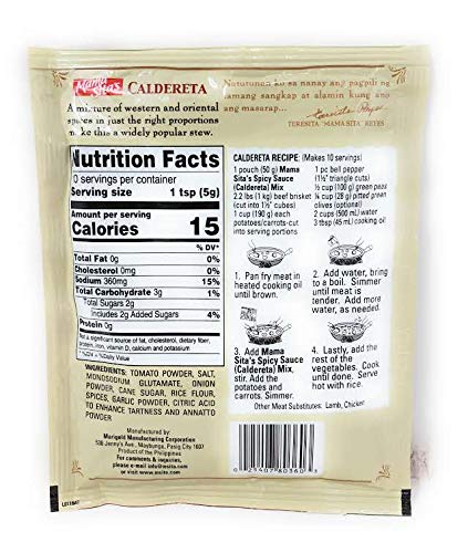 Mama Sita's Caldereta Spicy Sauce Mix pack enables quick Caldereta at home.