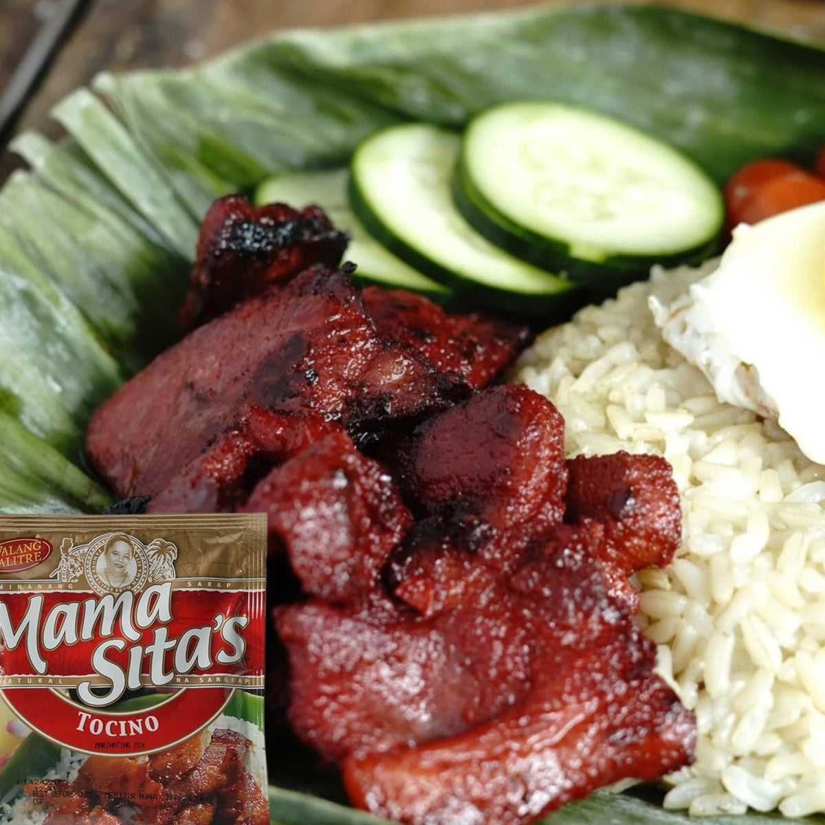 Mama Sita's Tocino Marinating Mix product-of-the-ph Philippines-label for authentic home tocino.