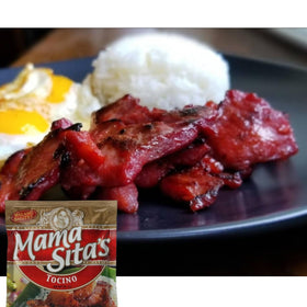 Mama Sita's Tocino Marinating Mix six-pack display for convenient shopping.