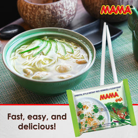 MAMA Vermicelli Clear Soup ingredients close-up for authentic Thai flavor.