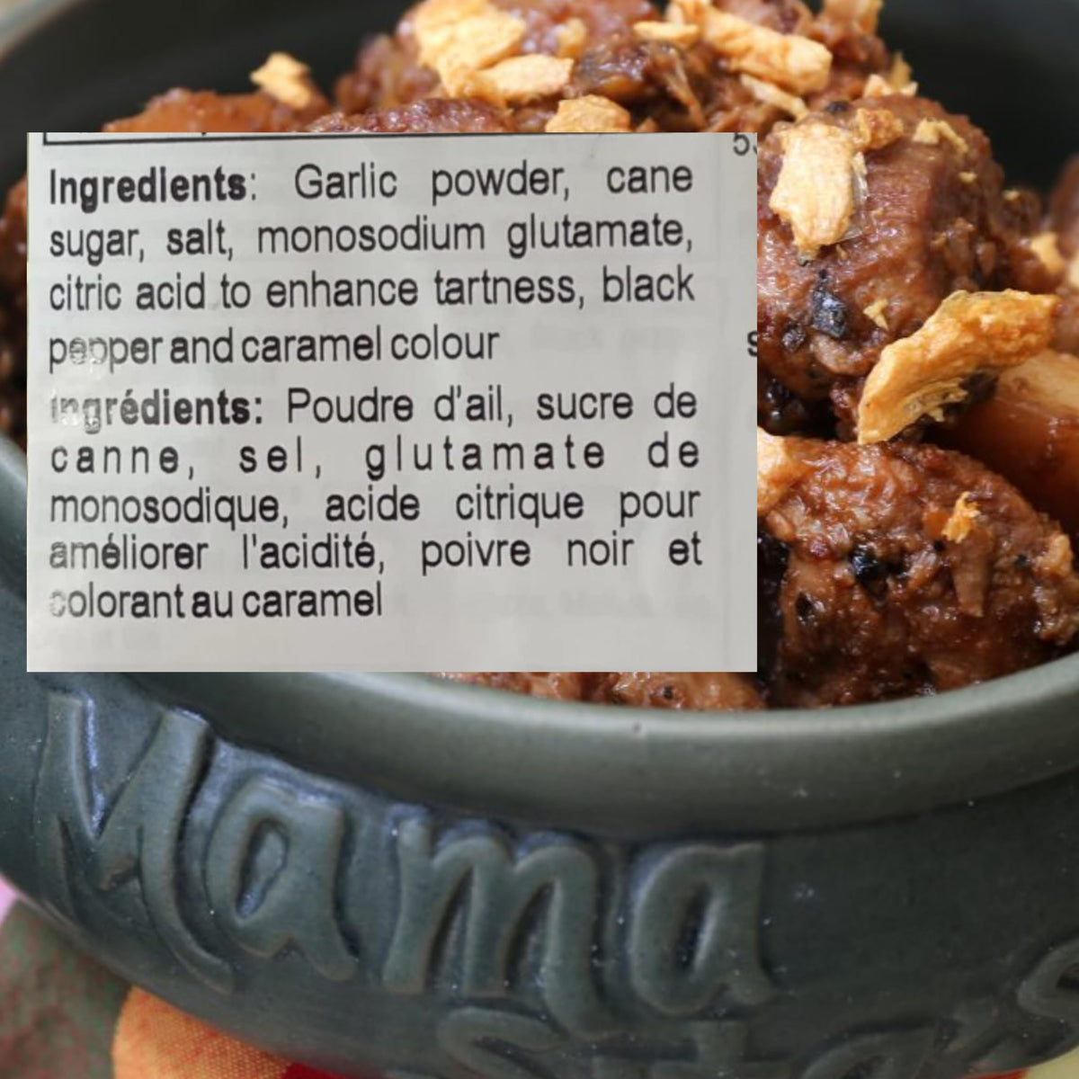 Mama Sita's Adobo sauce mix used to braise pork to tender perfection.