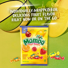 Mamba orange chews close-up, bright flavor to brighten snack breaks.