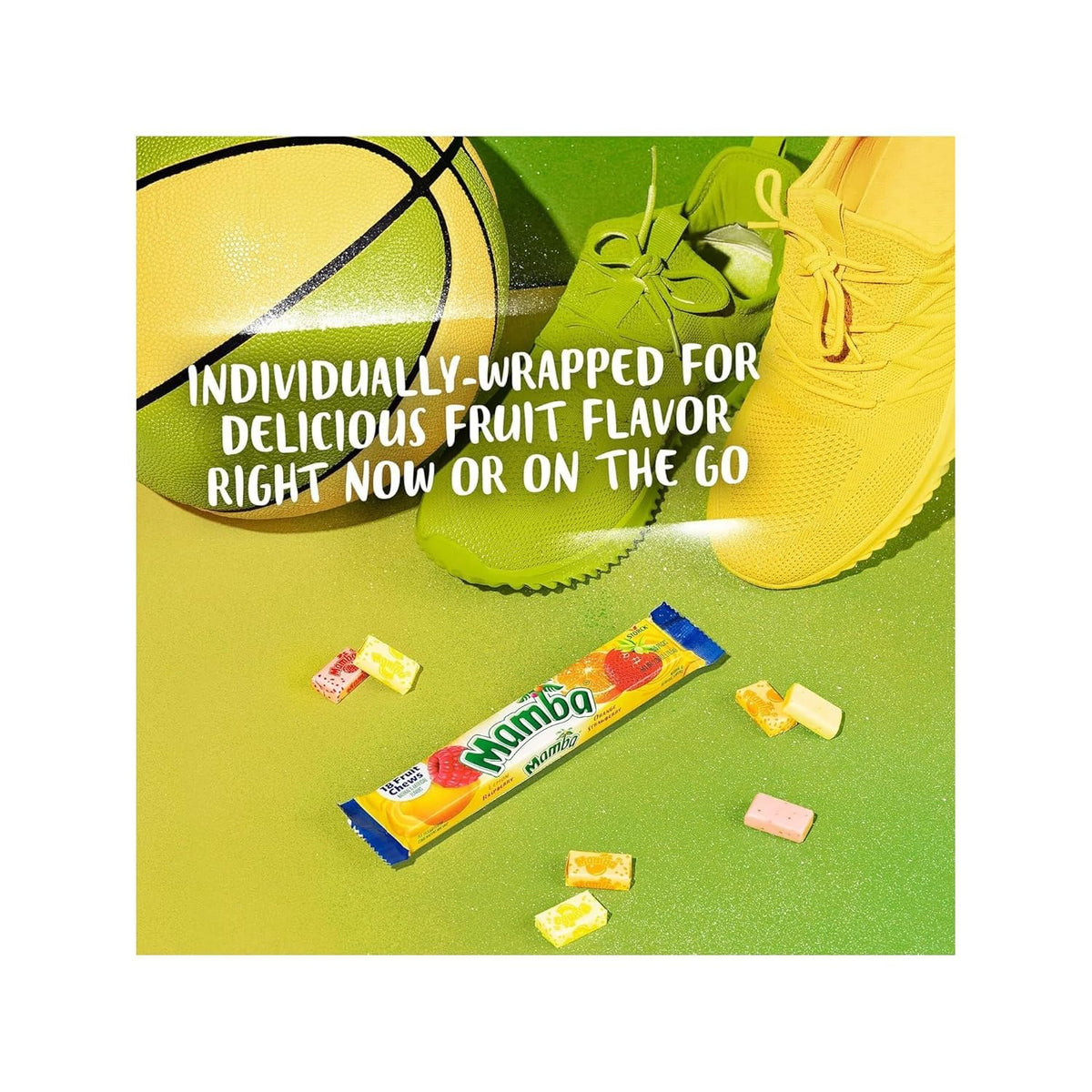 Mamba Fruit Chews raspberry flavor image: soft chew with lasting sweetness.