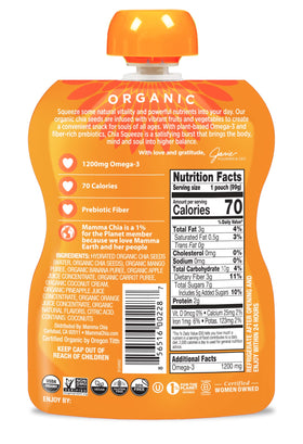 Mamma Chia product label highlighting USDA Organic and Non-GMO verification.