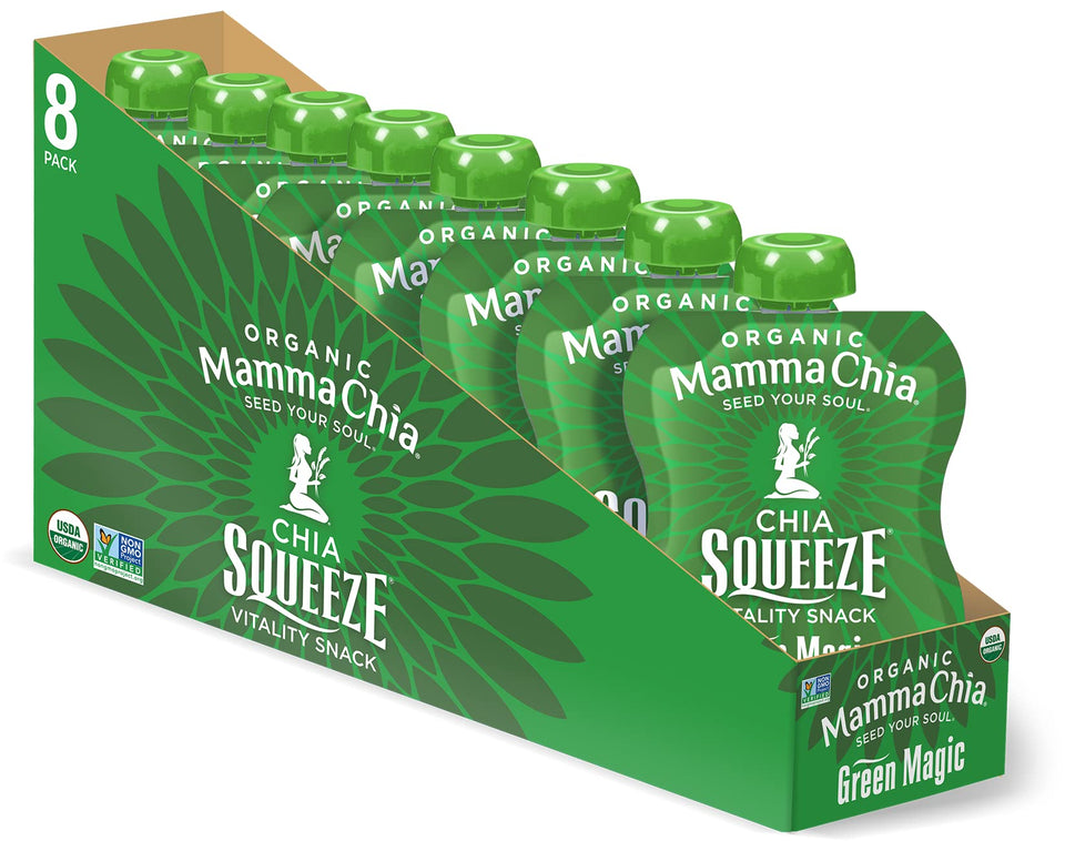 Mamma Chia Chia Squeeze Green Magic bottle for on-the-go vitality