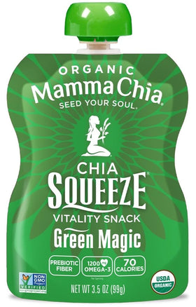 Mamma Chia Squeeze Strawberry bottle, creamy fruit notes for active snacking.