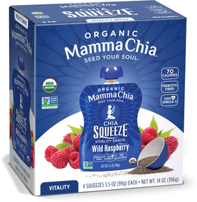 Mamma Chia Chia Squeeze Wild Raspberry bottle offers portable, on-the-go vitality
