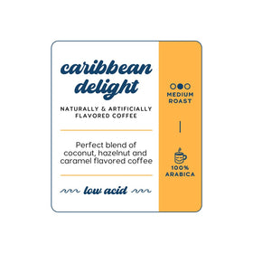 Caribbean Delight bag from Manatee Gourmet Coffee preserves fresh Arabica blend for home brewing.