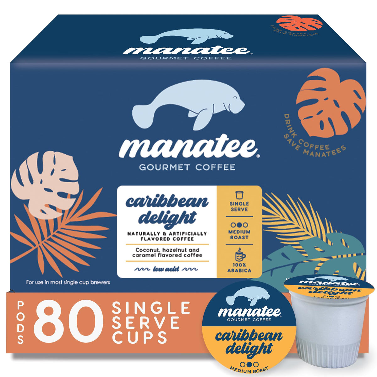 Manatee Gourmet Coffee Caribbean Delight pods deliver rich, balanced flavor in every cup.